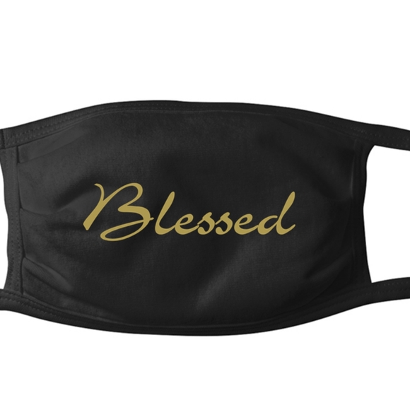 5⭐ Blessed Gold 100% Cotton Jersey Adult Facemask - Picture 4 of 10